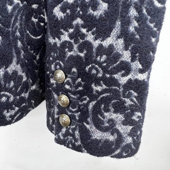 Cabi Jacquard Blazer size 6 Blue Paisley Textured Button Front Pockets Wool 109 - Picture 5 of 8